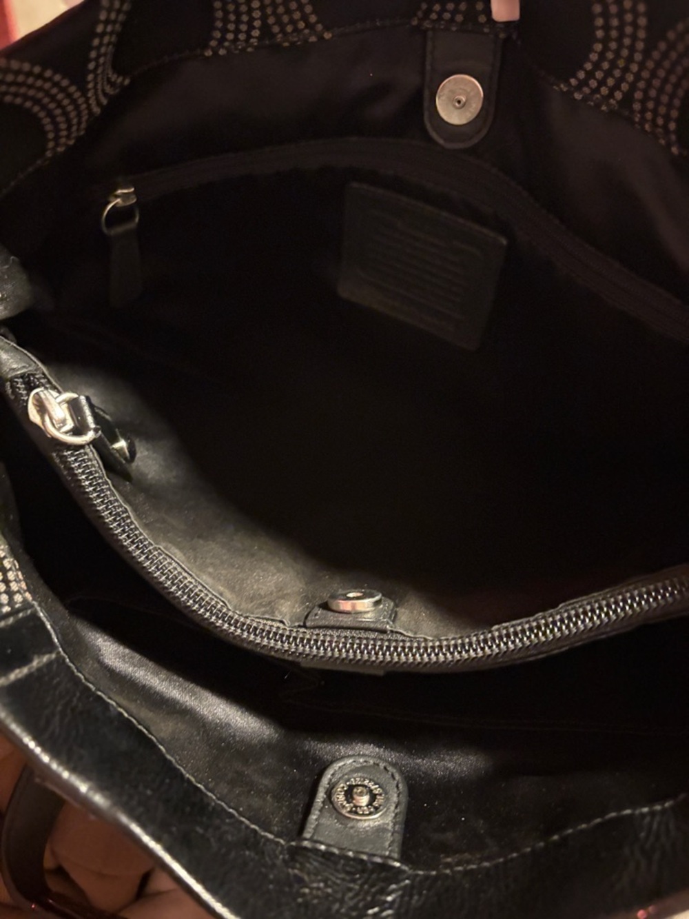 Coach Black Signature Jacquard Nylon Tote with Patent Leather Trim - Picture 5 of 13